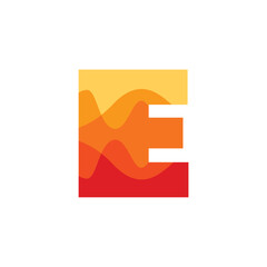 Stylized Letter E Logo Design with Wave Pattern inside for Startup, Technology, Vector Illustration.