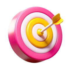3d target with arrow isolated on transparent background