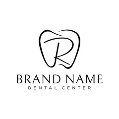 R Dental Logo Design Template Inspiration, Vector Illustration.