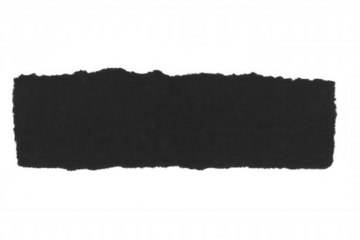 Black torn paper strip showing ragged edges, textured surface and blank copy space for messages, on transparent background