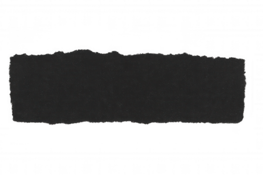 Black torn paper strip showing ragged edges, textured surface and blank copy space for messages, on transparent background - Powered by Adobe