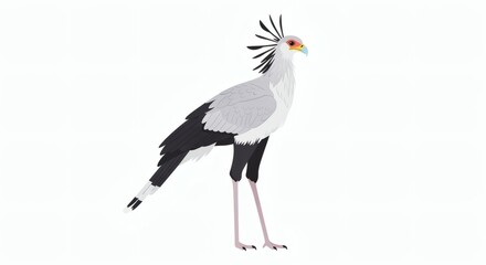 Secretary Bird Exotic bird with isolated on white Grace, elegance, and and nature.