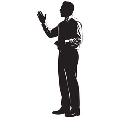 Profile Silhouette of a Man Gesturing while Speaking