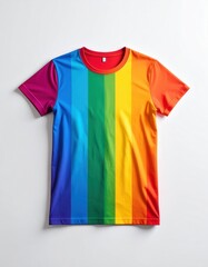 Rainbow striped t shirt representing LGBTQ plus pride and equality