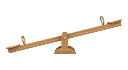 Isolated on transparent background, a wooden seesaw is ready for children to play and enjoy the outdoors