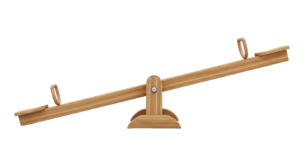 Isolated on transparent background, a wooden seesaw is ready for children to play and enjoy the outdoors