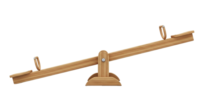 Isolated on transparent background, a wooden seesaw is ready for children to play and enjoy the outdoors - Powered by Adobe