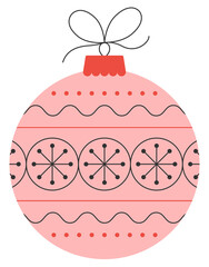 Pink Christmas ornament with snowflake stripe