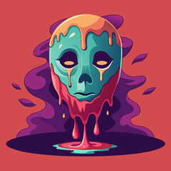 Alien zombie monster cartoon face vector illustration