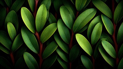 Obraz premium Vibrant lush green leaves with detailed texture and natural botanical beauty perfect for nature environment and eco-friendly design themes