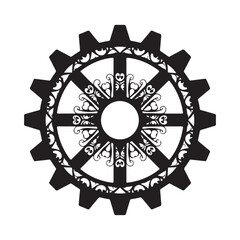 Ornate Steampunk Style Gear Wheel Design Illustration