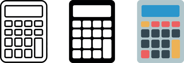 Calculator icon set financial accounting mathematics office equipment vector illustration collection for website or app design