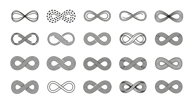 Infinity Symbol Vector Collection , Abstract Endless Loop Design Set for Modern Graphic Concepts