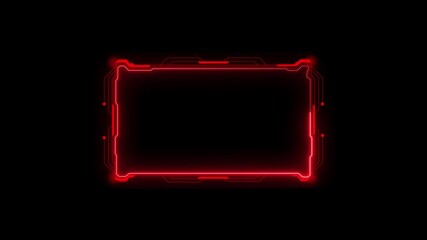 Futuristic hud frame with glowing circuit lines. Futuristic digital tech interface. Futuristic red glowing digital interface frame with circuit board elements and dark background. - Powered by Adobe