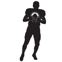 American Football Player Silhouette with Radiant Ball