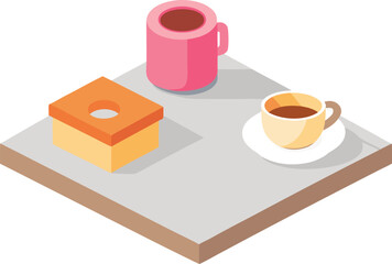 Isometric donut and coffee set vector illustration scalable eps icon for general use