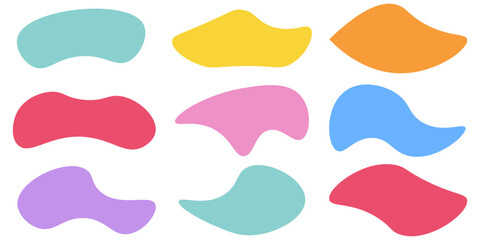 Hand drawn organic rectangle frames. Abstract doodle liquid shapes. Organic free flat blobs. Irregular fluid bubbles. Empty text box.