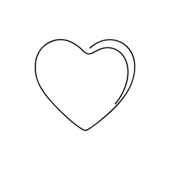Vector art of a simple, elegant black and white line drawing of a heart shape, symbolizing love and affection, isolated on a