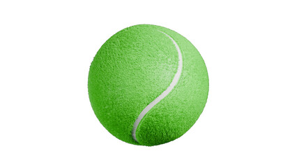 Green tennis ball isolated on transparent background, a classic sports equipment