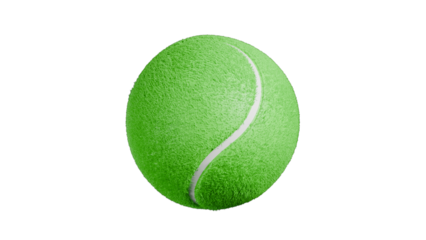 Green tennis ball isolated on transparent background, a classic sports equipment