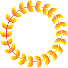 Golden laurel wreath vector illustration, a gold leaf award symbol and nature decoration frame