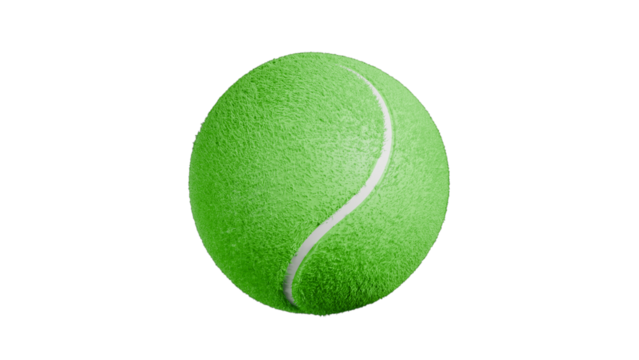 Green tennis ball isolated on transparent background, a classic sports equipment