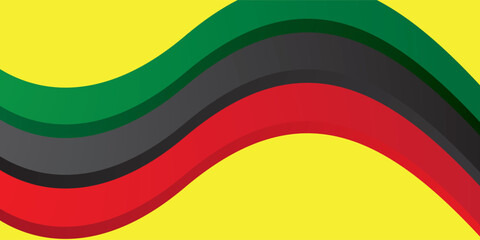 Abstract yellow background with red, black, and green lines, Juneteenth theme
