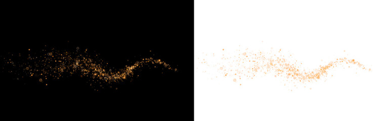 Glowing fireworks trail with shimmering dust. Ideal for holidays. PNG format. Transparent background