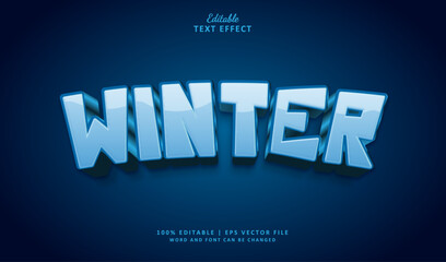 Winter Editable Text Effect Style 3d Bold Blue