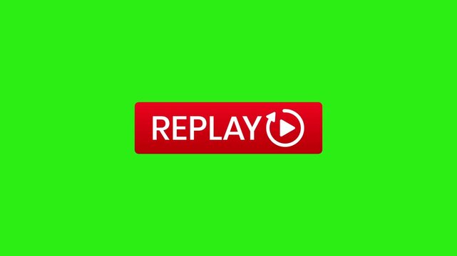 Looping red replay button animation on green screen background