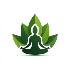 Flexibility and mindfulness training at home and minimal line art logo of woman in yoga
