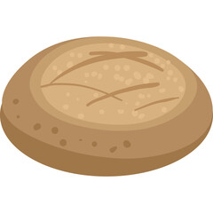 Simple Round Bread Loaf With Textured Top Surface And Small Holes On The Sides Isolated On Transparent Background