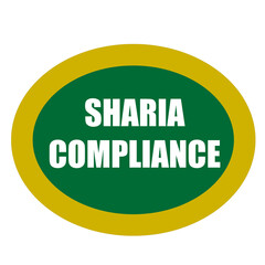 Text “Sharia Compliance” written in elegant gold typography on a green background. Concept symbolizing Islamic finance, ethical business, and lawful investment. Ideal for Islamic banking, financial in