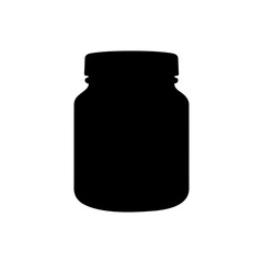 Plastic jar silhouette vector flat design on white background.