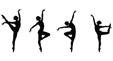 Graceful ballerina silhouettes capturing dynamic poses in elegant dance sequence isolated silhouette