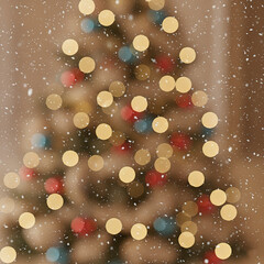 A beautiful looping snowfall background with glowing Christmas bokeh lights, perfect for holiday videos, greetings, and winter scenes, Ai Generate.