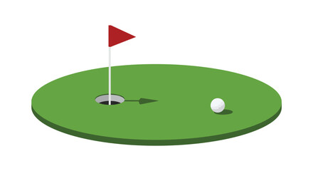 Golf course green with flagball and hole recreational sport leisure activity outdoor fun silhouette