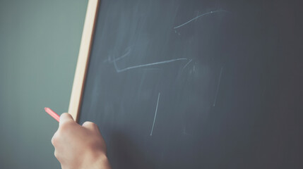 Students writing on classroom blackboard during lesson