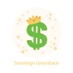Dollar Crown Symbol - Money King - Traditional Finance - Outline Vector - Investment Stability