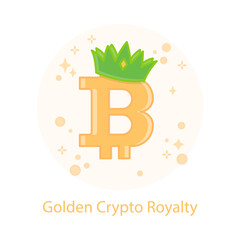Bitcoin Crown Symbol - Crypto King - Future Money - Outline Vector - Investment Success