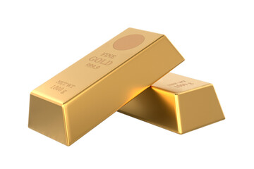 Gold bar on white background. Isolated 3D illustration