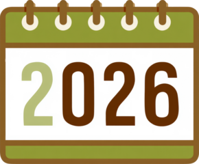 Green calendar icon for upcoming year 2026, hopeful symbol for future planning