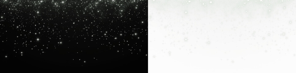 Sparkling starry night overlay with shimmering stars on a black background, creating a magical atmosphere for creative projects and design applications