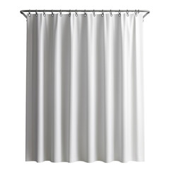White Fabric Shower Curtain with Silver Rings isolated on a transparent background