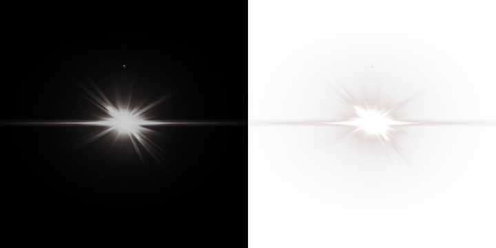 Bright light burst overlay on contrasting black and white backgrounds, creating a dynamic visual effect for creative projects and design applications with copy space