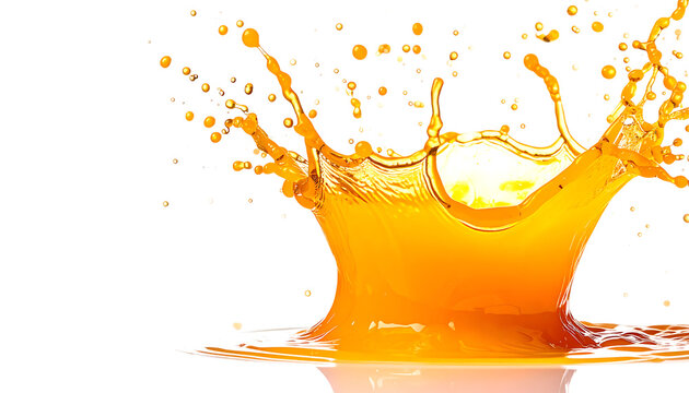 弾けるオレンジジュースのフレッシュな飛沫｜背景なし・透過PNG・コピースペース