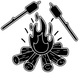 campfire illustration adventure silhouette nature logo fire icon travel outline camping bonfire outdoor tent vector forest vacation summer camp shape for vector graphic background