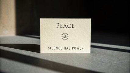 Peaceful Message Card on Surface with Natural Light and Shadows