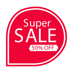 Super Sale Advertisement Bold Red Circle Design with 50% Off Promotion