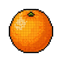 Pixel Art Orange Minimalist Citrus Fruit Vector, Clean 8-Bit Design